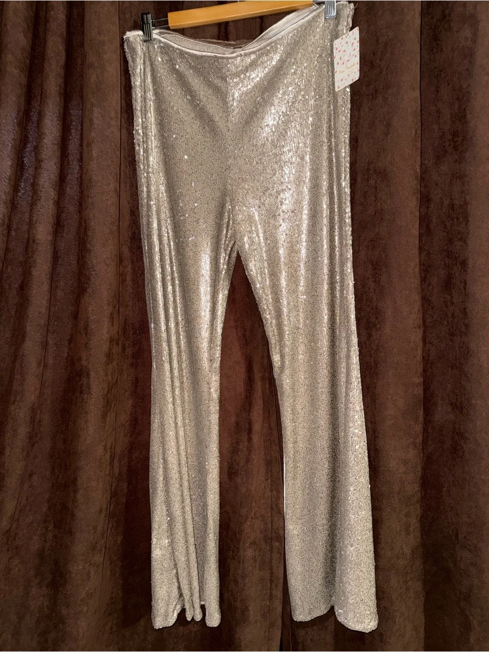 Free People NWT Free People The Minx Metallic Sequin Flare Pants!
